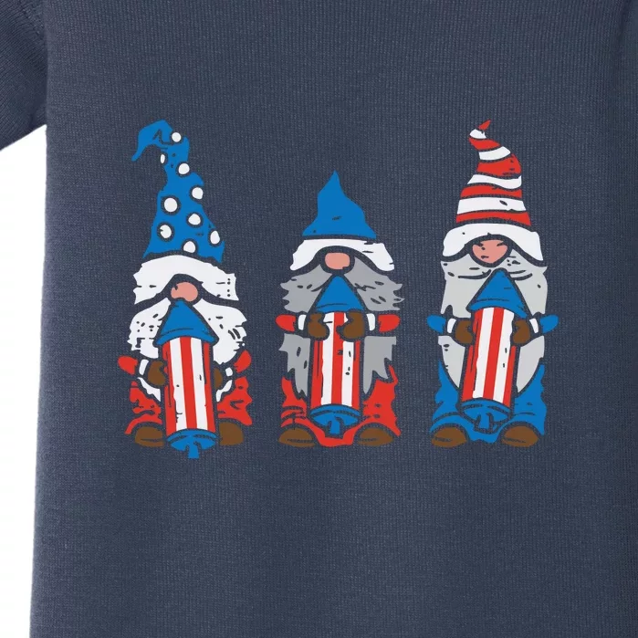 4th Of July Funny Patriotic Gnomes American Flag Gift Baby Bodysuit