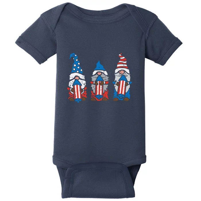 4th Of July Funny Patriotic Gnomes American Flag Gift Baby Bodysuit