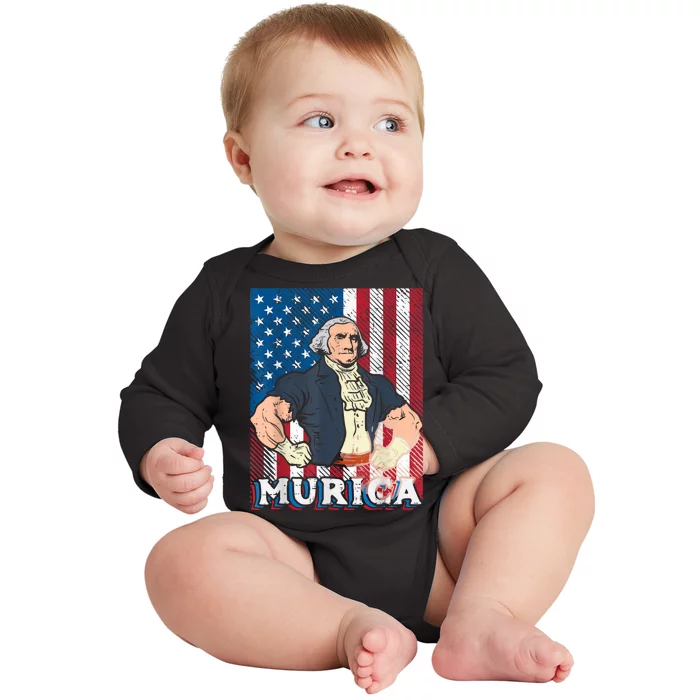 4th Of July Bald Eagle Mullet Murica Usa Usa Merica Baby Long Sleeve Bodysuit