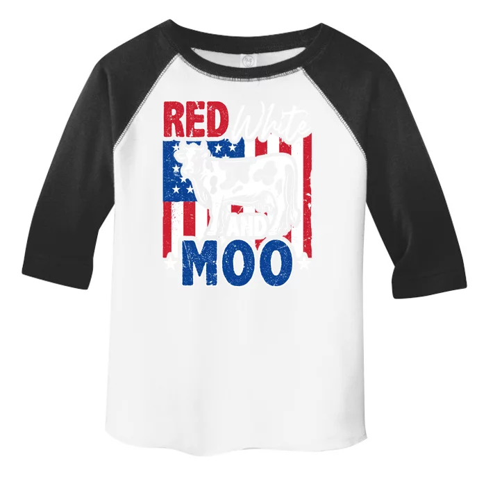 4th Of July Us Flag Red White Moo Farmer Cow Meaningful Gift Toddler Fine Jersey T-Shirt