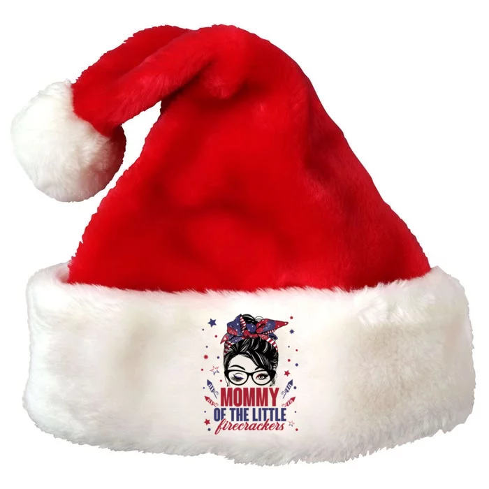 4th Of July Messy Bun Mommy Of Little Firecrackers Meaningful Gift Premium Christmas Santa Hat