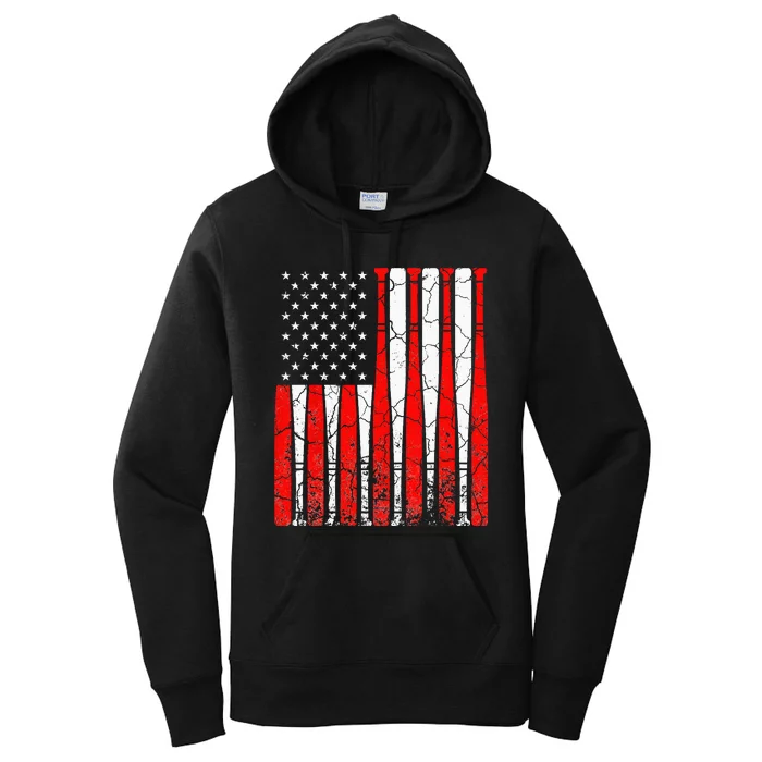 4th Of July Vintage American Flag Baseball Dad Papa Men Women's Pullover Hoodie