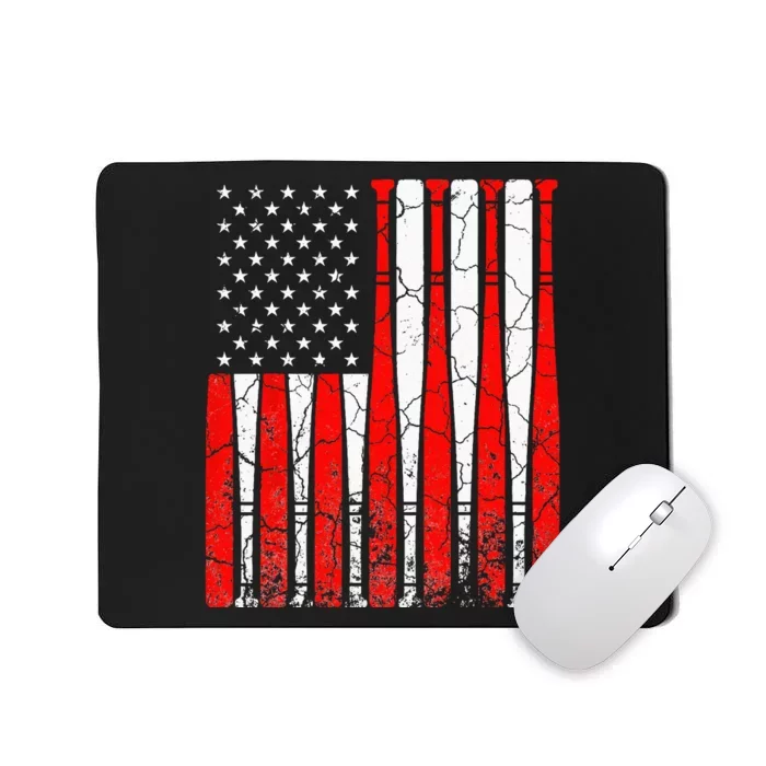 4th Of July Vintage American Flag Baseball Dad Papa Men Mousepad