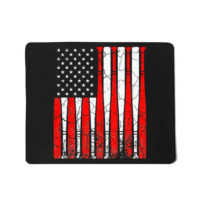 4th Of July Vintage American Flag Baseball Dad Papa Men Mousepad