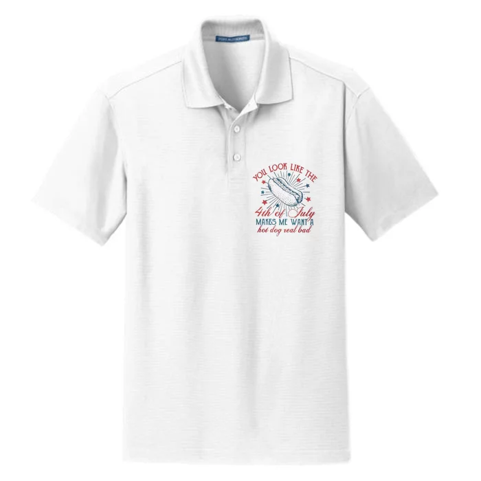 4th Of July You Look Like The 4th Of July Makes Me Want A Hot Dog Real Bad Dry Zone Grid Performance Polo