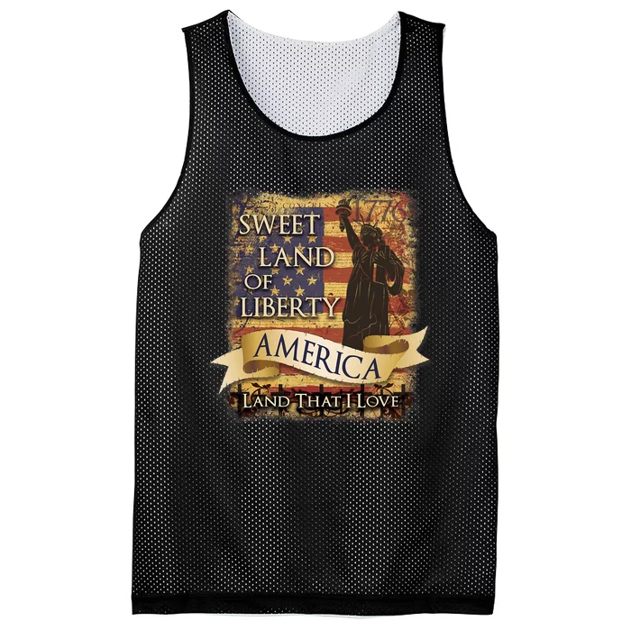 4th Of July America Sweet Land Of Liberty Patriotic Usa Flag Mesh Reversible Basketball Jersey Tank