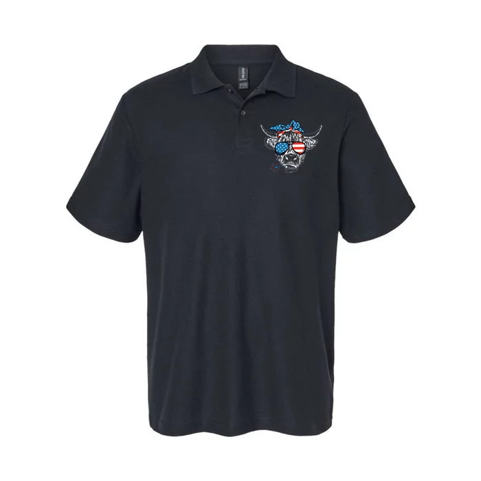 4th Of July Highland Cow Cow Lover Softstyle Adult Sport Polo