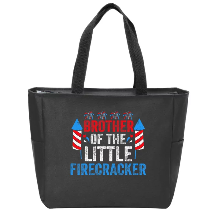 4th Of July Birthday Brother Of The Little Firecracker Zip Tote Bag