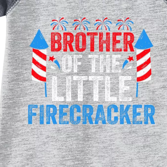 4th Of July Birthday Brother Of The Little Firecracker Infant Baby Jersey Bodysuit