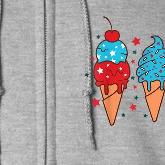 4th Of July Ice Pops Red White Blue American Flag Patriotic Full Zip Hoodie