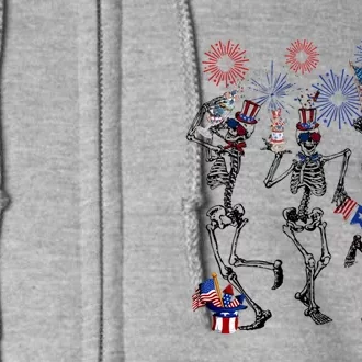 4th Of July Skellies Dancing Skeleton American Flag Great Gift Full Zip Hoodie