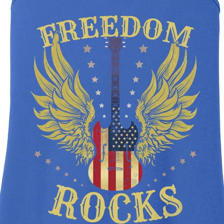 4th Of July Fourth Independence Day Guitar Freedom Rocks Gift Ladies Essential Tank