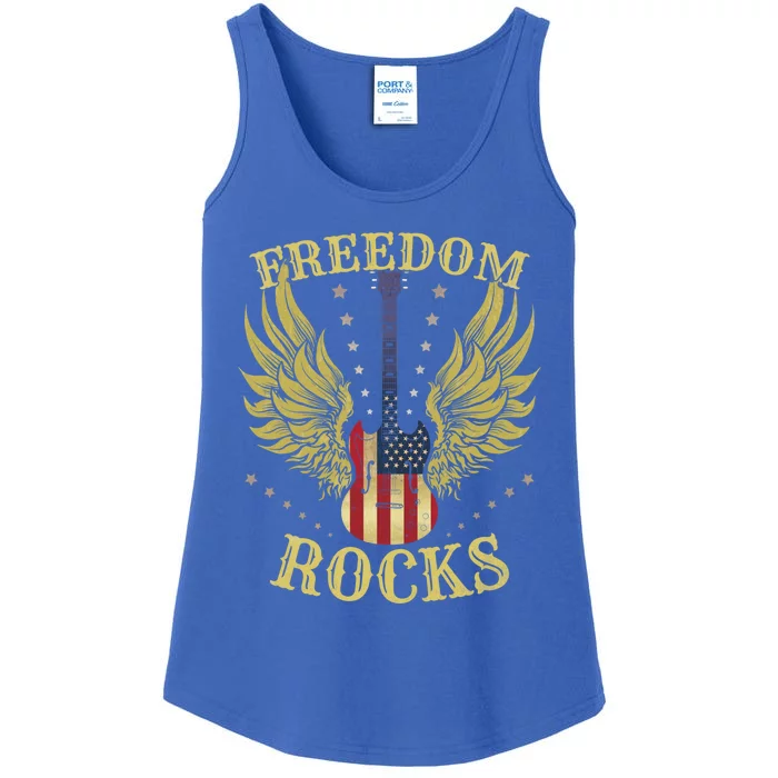 4th Of July Fourth Independence Day Guitar Freedom Rocks Gift Ladies Essential Tank