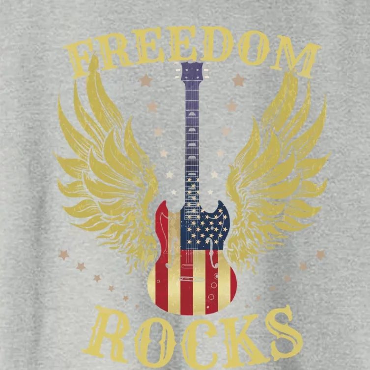 4th Of July Fourth Independence Day Guitar Freedom Rocks Gift Women's Crop Top Tee