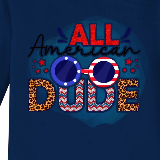 4th Of July Clothes And Accessories All American Dude Gift Baby Long Sleeve Bodysuit