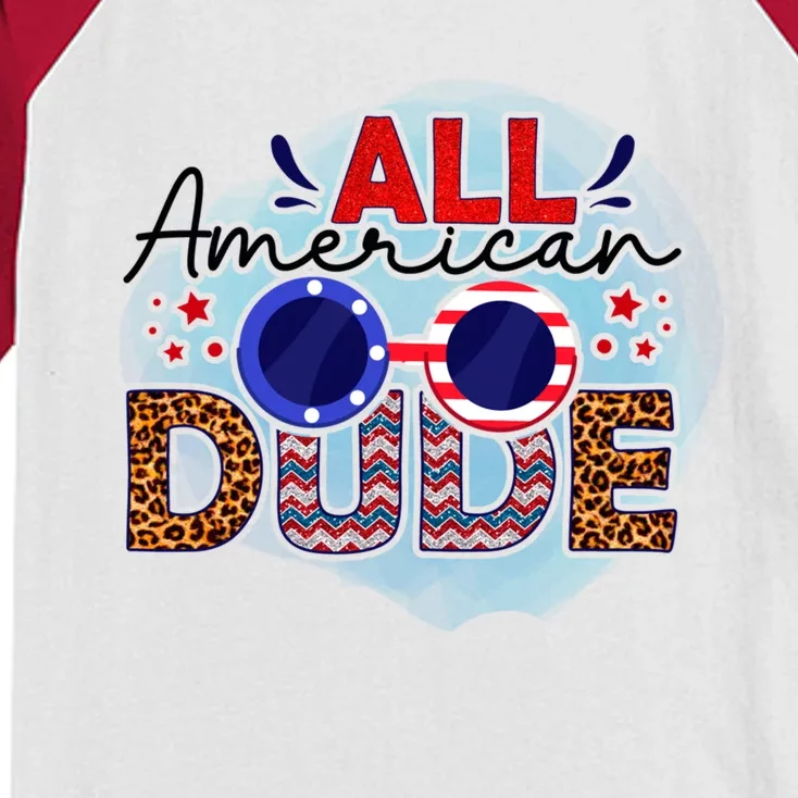 4th Of July Clothes And Accessories All American Dude Gift Kids Colorblock Raglan Jersey