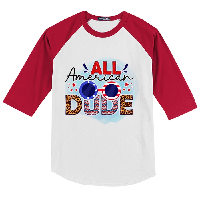 4th Of July Clothes And Accessories All American Dude Gift Kids Colorblock Raglan Jersey