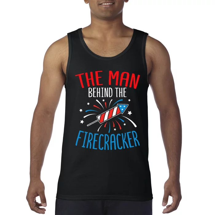 4th Of July Baby Shower The Man Behind The Firecracker Tank Top