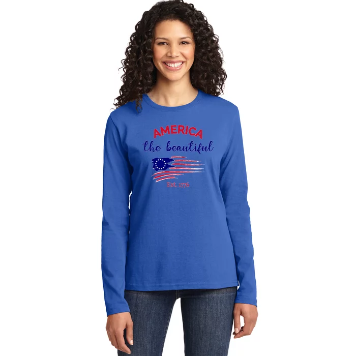 4th Of July America The Beautiful Est Gift Ladies Long Sleeve Shirt