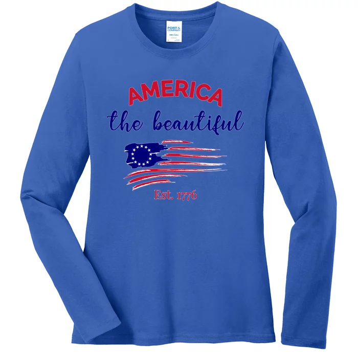 4th Of July America The Beautiful Est Gift Ladies Long Sleeve Shirt