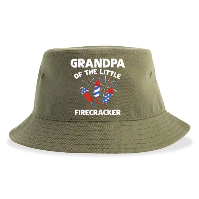 4th Of July Birthday Grandpa Of The Little Firecracker Funny Gift Cool Gift Sustainable Bucket Hat