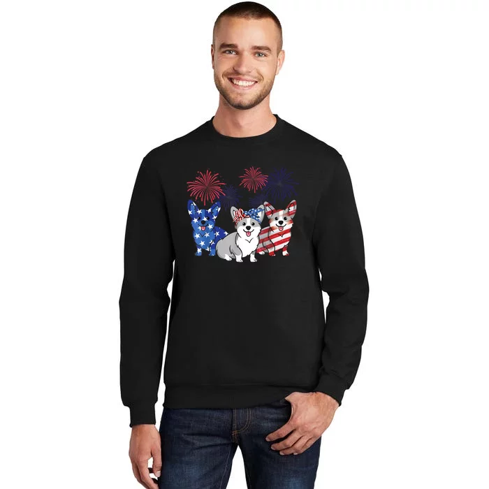 4th Of July American Flag Corgi Patriotic Dog Men Womens Sweatshirt