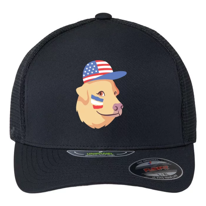 4th Of July Labrador Dog American Flag Graphic Gift Flexfit Unipanel Trucker Cap