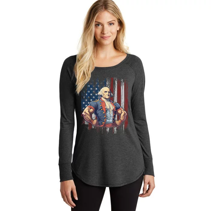 4th Of July Patriotic Funny George Washington July 4th Women's Perfect Tri Tunic Long Sleeve Shirt