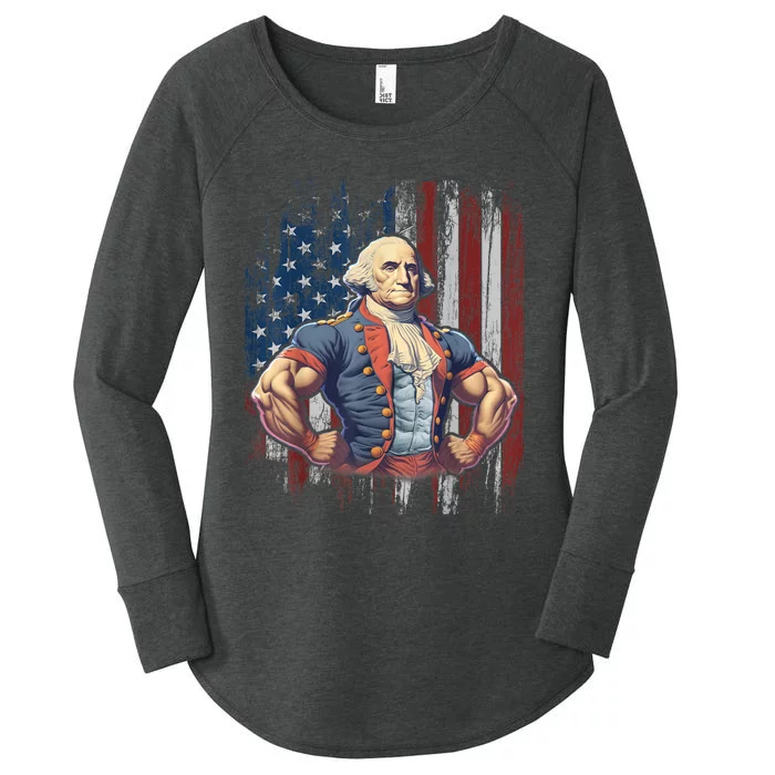 4th Of July Patriotic Funny George Washington July 4th Women's Perfect Tri Tunic Long Sleeve Shirt