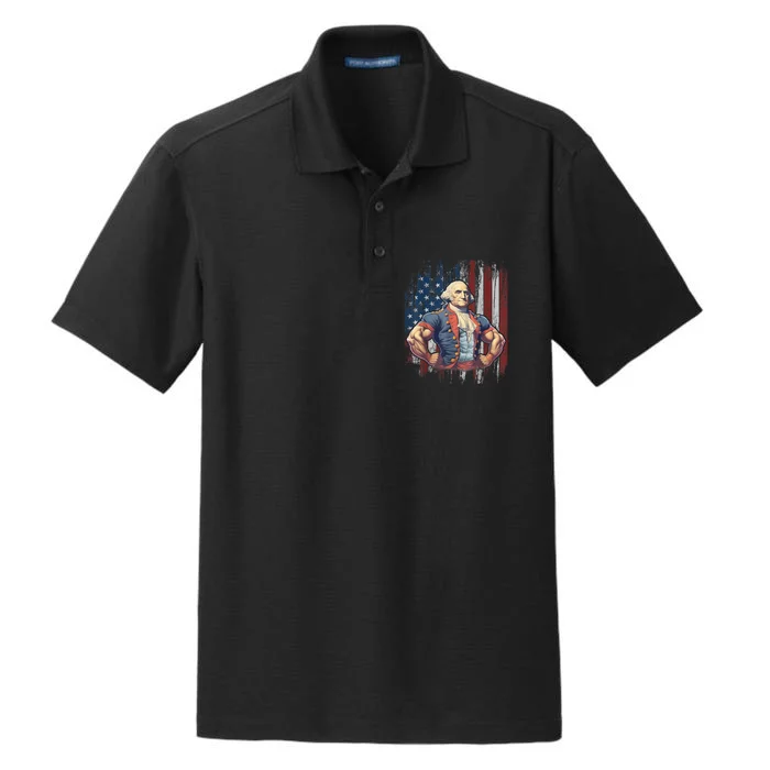 4th Of July Patriotic Funny George Washington July 4th Dry Zone Grid Performance Polo