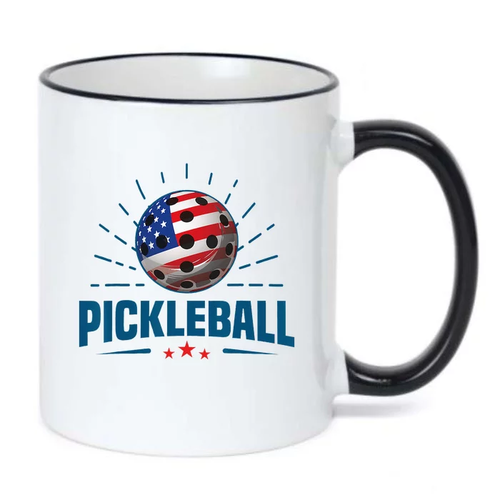 4th Of July Patriotic American Flag Pickleball Lover Black Color Changing Mug