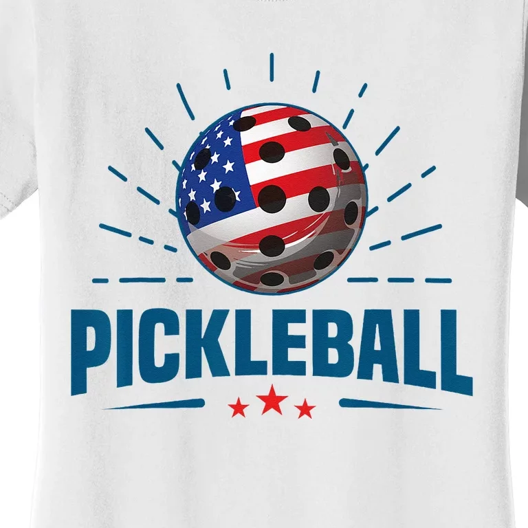 4th Of July Patriotic American Flag Pickleball Lover Women's T-Shirt