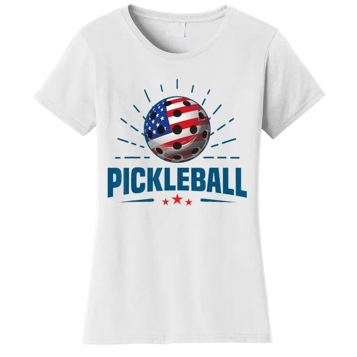 4th Of July Patriotic American Flag Pickleball Lover Women's T-Shirt