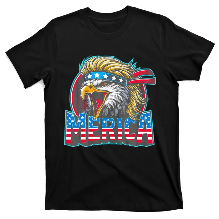 4th Of July Usa Flag Bigfoot Walking Poodle Dog Funny T-Shirt