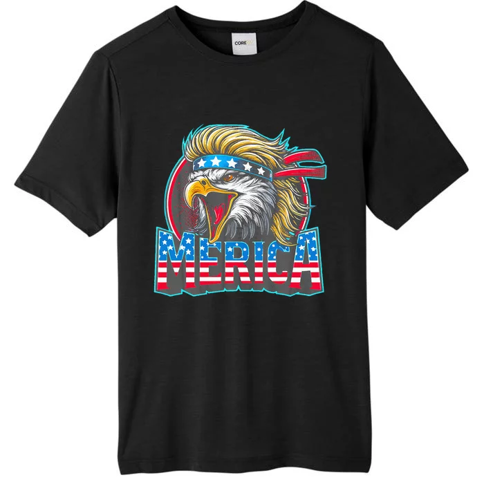 4th Of July Usa Flag Bigfoot Walking Poodle Dog Funny ChromaSoft Performance T-Shirt