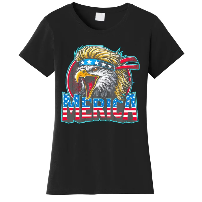 4th Of July Usa Flag Bigfoot Walking Poodle Dog Funny Women's T-Shirt