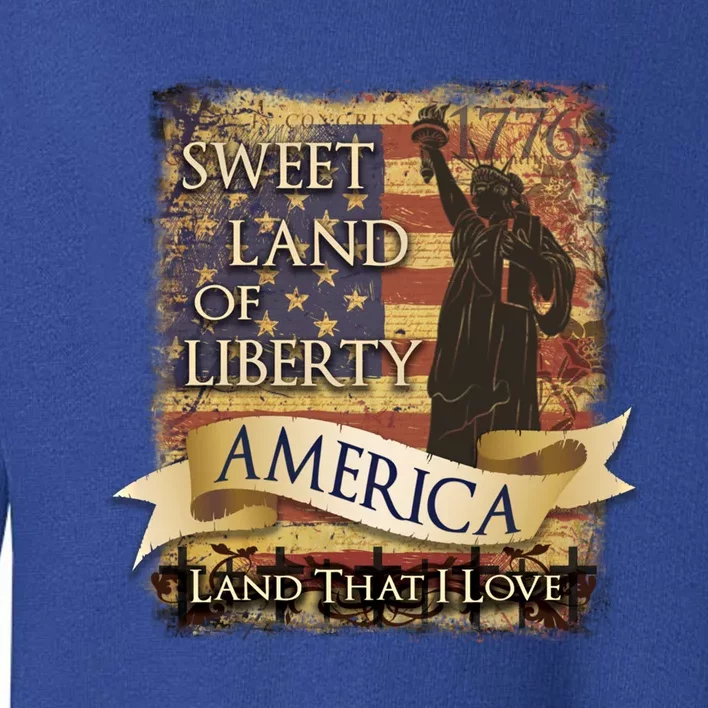 4th Of July America Sweet Land Of Liberty Patriotic Usa Flag Meaningful Gift Toddler Sweatshirt