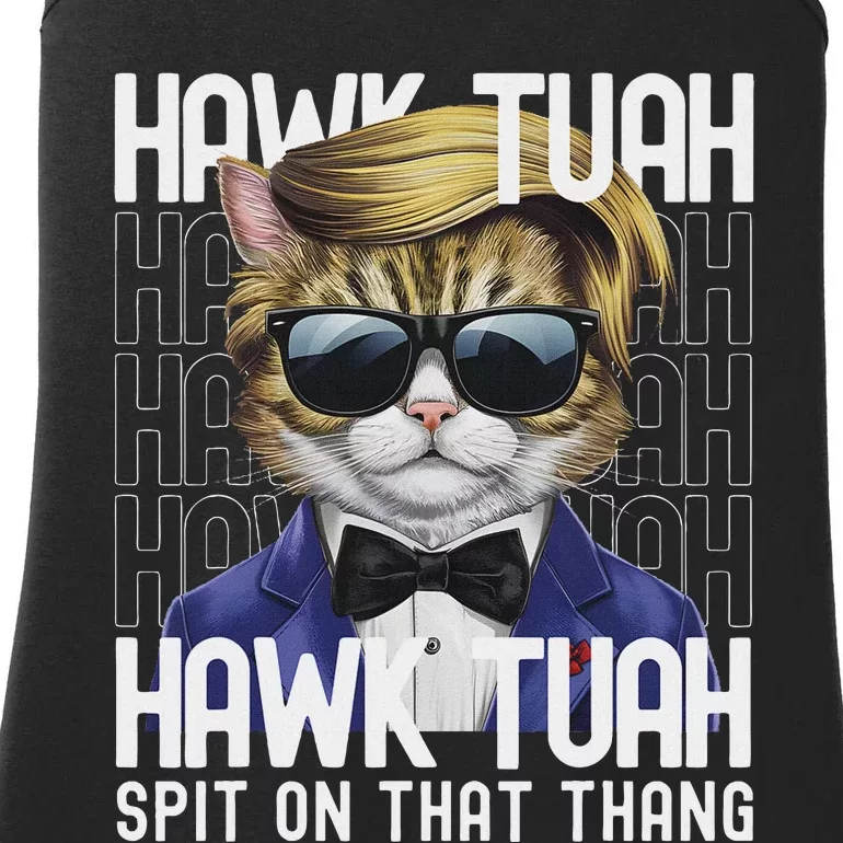 4th Of July Patriotic Cat Usa Hawk Tuah Spit On That Thing Ladies Essential Tank