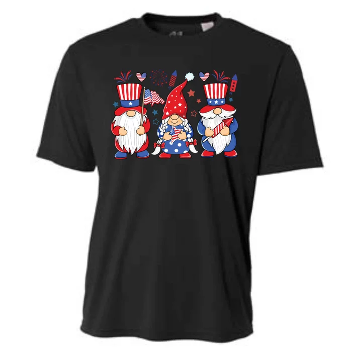 4th Of July Gnome American Flag Usa Funny Patriotic Gnome Meaningful Gift Cooling Performance Crew T-Shirt