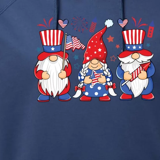 4th Of July Gnome American Flag Usa Funny Patriotic Gnome Meaningful Gift Performance Fleece Hoodie