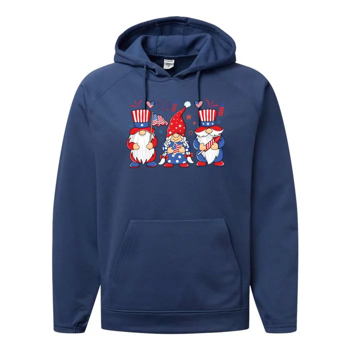 4th Of July Gnome American Flag Usa Funny Patriotic Gnome Meaningful Gift Performance Fleece Hoodie