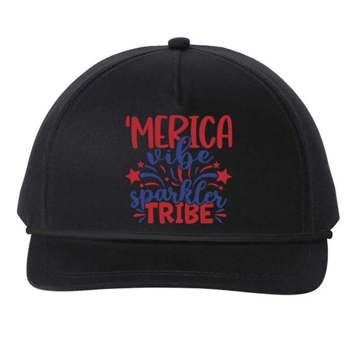 4th Of July Merica Vibes Sparkler Tribe Fireworks Funny Cute Gift Snapback Five-Panel Rope Hat