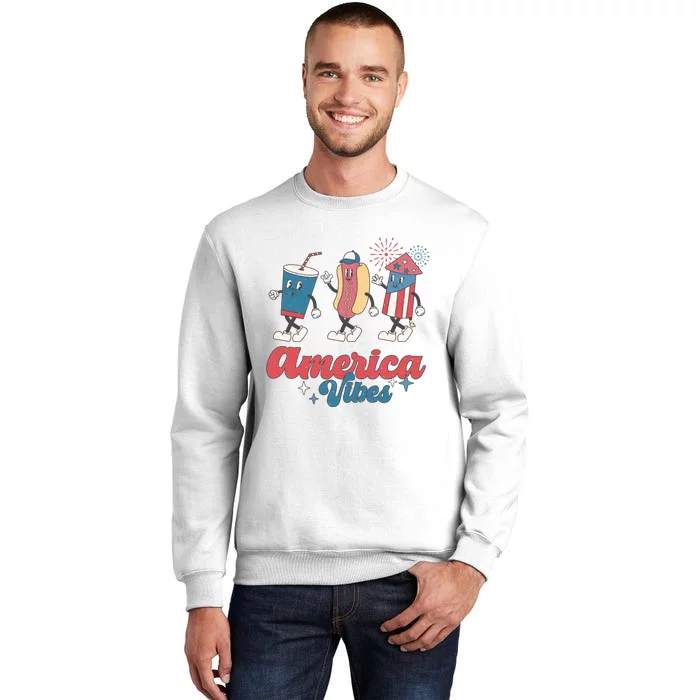 4th Of July America Vibes Hotdog Fireworks Food Retro Sweatshirt