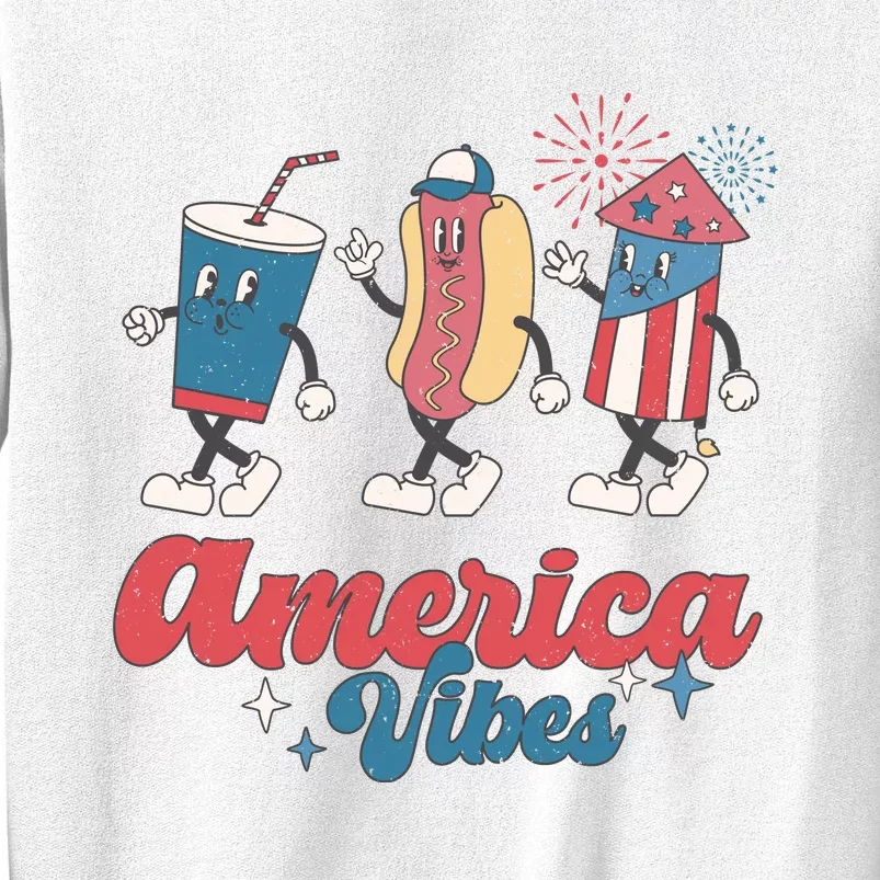 4th Of July America Vibes Hotdog Fireworks Food Retro Sweatshirt