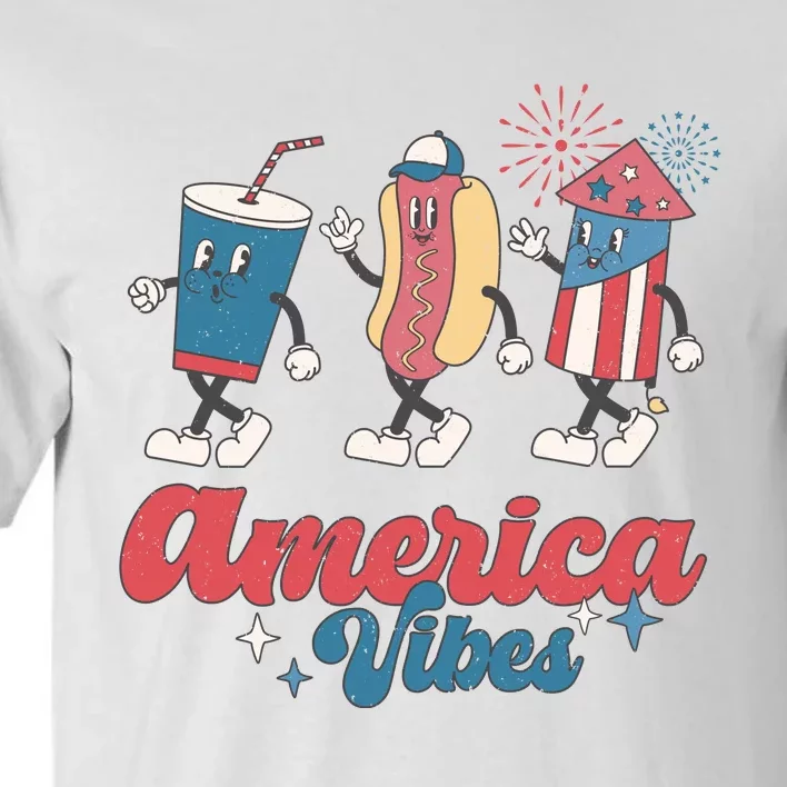 4th Of July America Vibes Hotdog Fireworks Food Retro Tall T-Shirt