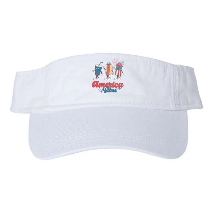 4th Of July America Vibes Hotdog Fireworks Food Retro Valucap Bio-Washed Visor