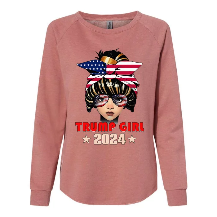 4th Of July Trump 45 47 Trump Girl 2024 Womens California Wash Sweatshirt