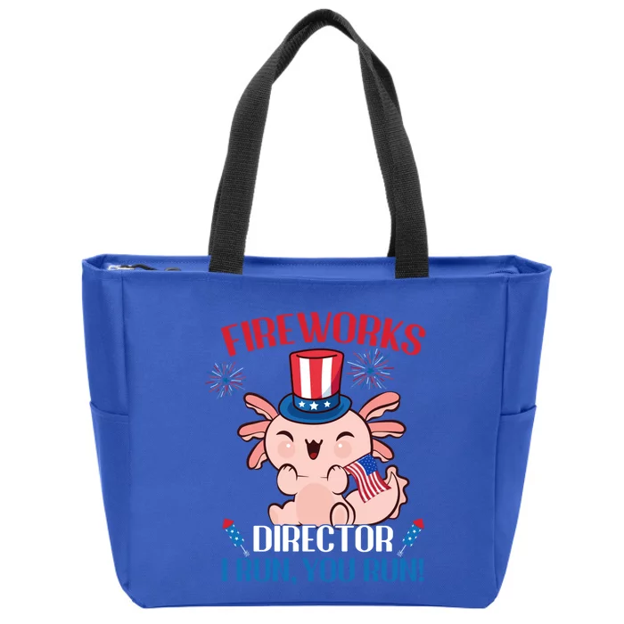 4th Of July Cute Axolotl Fireworks Director Great Gift Zip Tote Bag