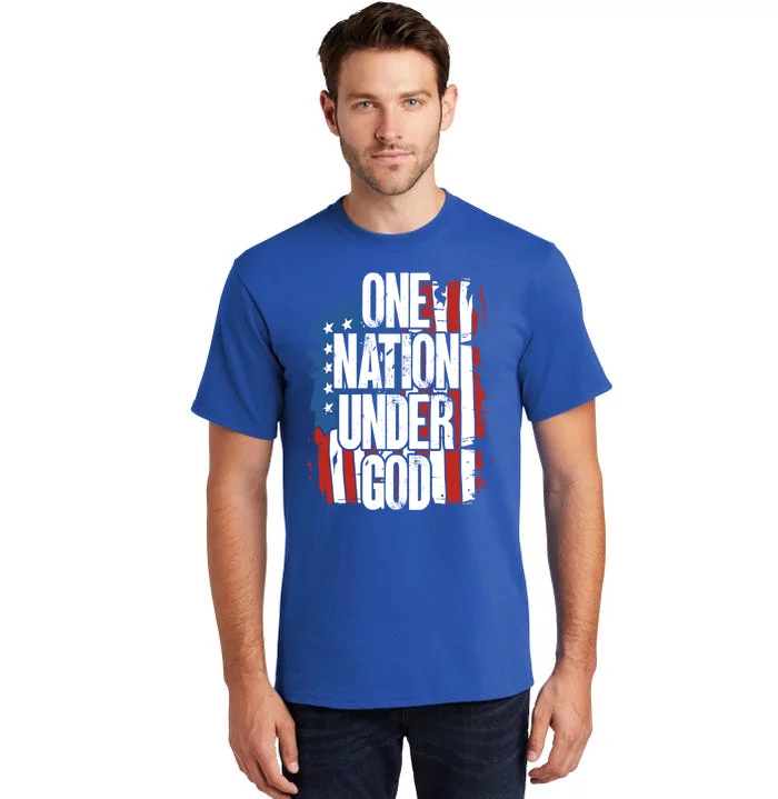 4th Of July Patriotic America Usa One Nation Under God Gift Tall T-Shirt