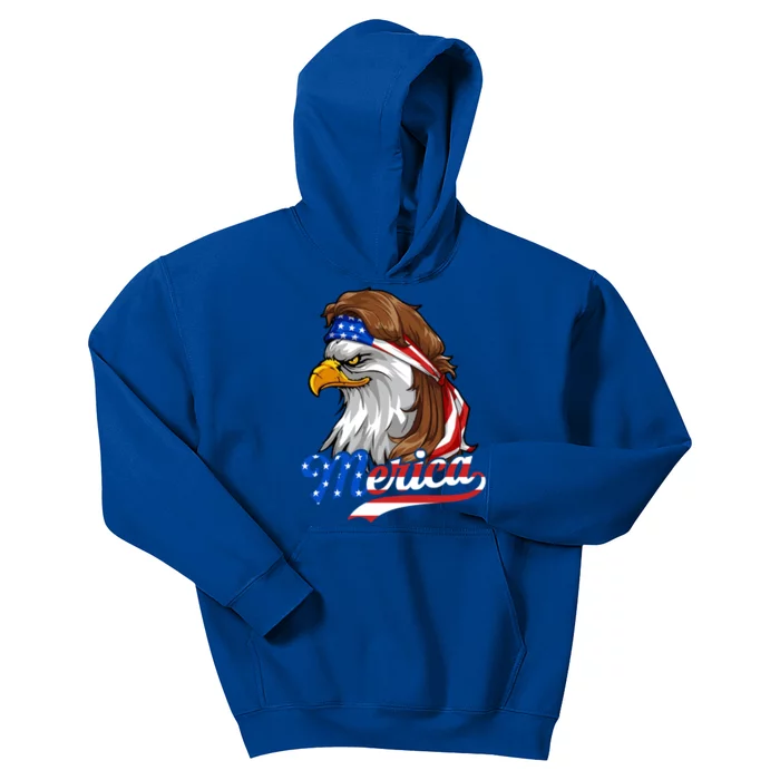 4th Of July Eagle Mullet Merica American Flag Usa Vintage Gift Kids Hoodie